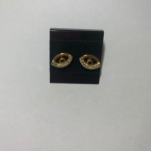 New gold plated with CZ Evil eye earrings posts.